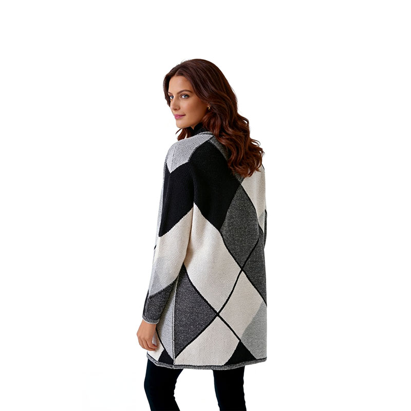 Grey Geometric Block Cardigan