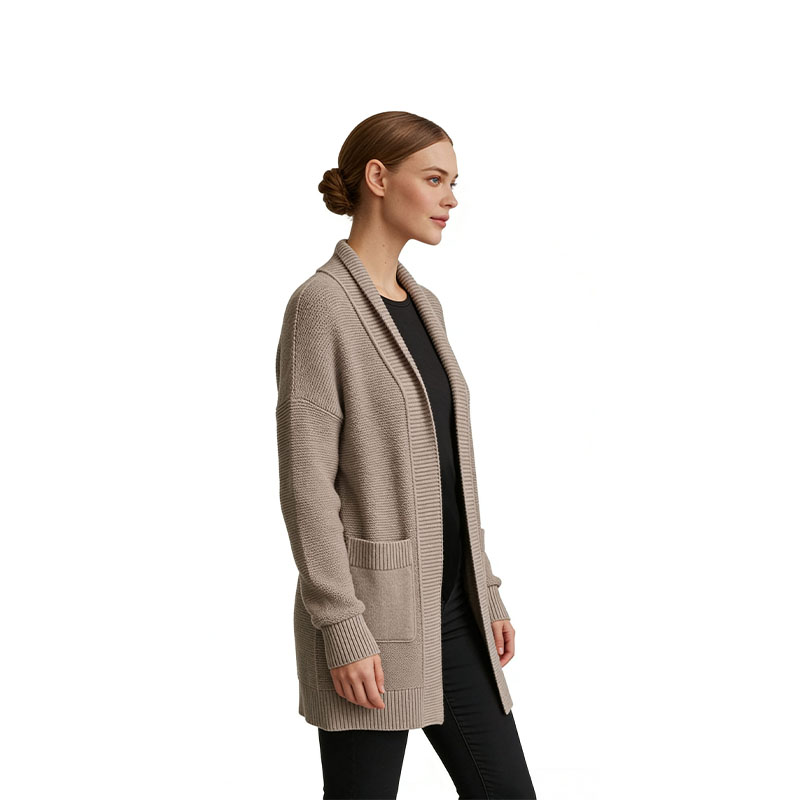 Warm Mist Grey Open Cardigan