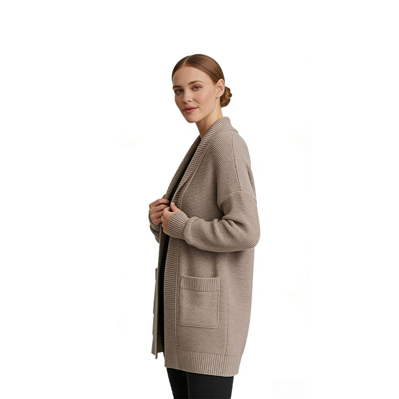 Warm Mist Grey Open Cardigan