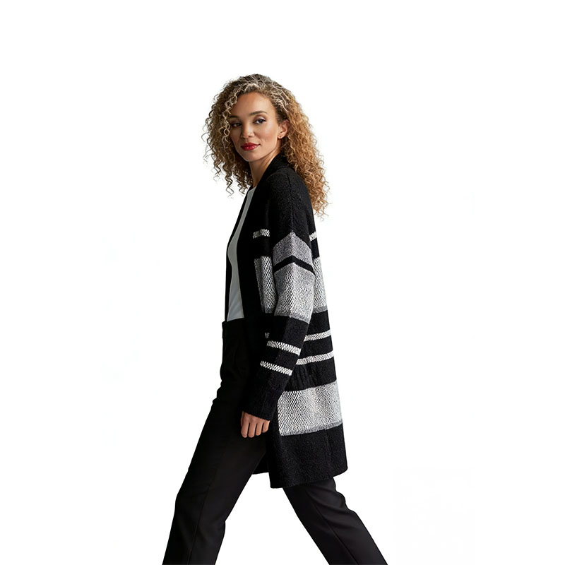 Black & White Texture Block Cardigan