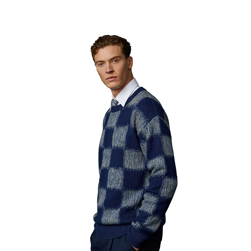 Sea Mist Checkerboard Knit Sweater