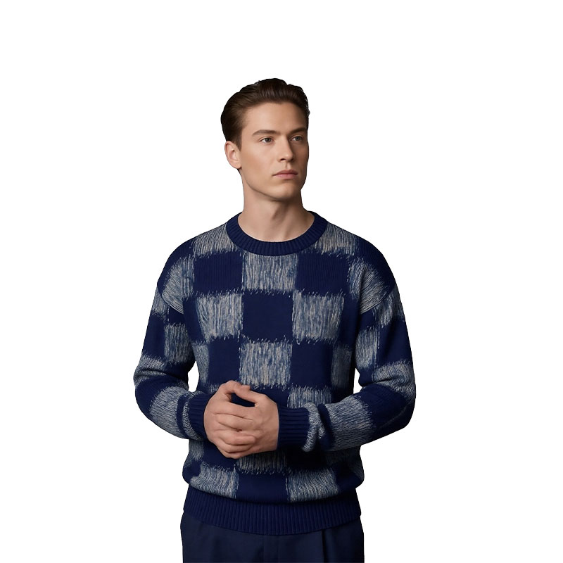 Sea Mist Checkerboard Knit Sweater