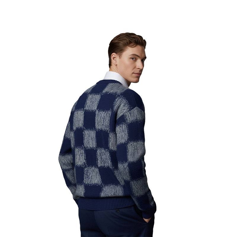 Sea Mist Checkerboard Knit Sweater